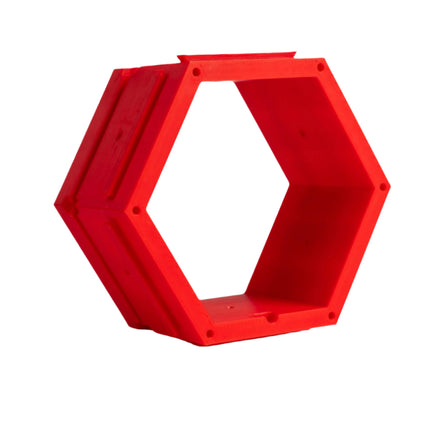 Modern hexagonal shelf, Modular storage unit, Geometric wall décor, Contemporary home organizer, Red and gray shelving, Creative bookshelf design, Stylish home storage solution, Unique hexagon display, Decorative storage cubes, Minimalist furniture ideas, Customizable shelving system, Trendy home decor accessories, Space-saving shelf design, Modern interior design furniture, Eye-catching geometric shelves, Storage 