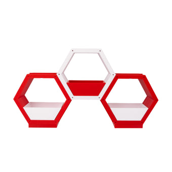Modern hexagonal shelf, Modular storage unit, Geometric wall décor, Contemporary home organizer, red and gray shelving, Creative bookshelf design, Stylish home storage solution, Unique hexagon display, Decorative storage cubes, Minimalist furniture ideas, Customizable shelving system, Trendy home decor accessories, Space-saving shelf design, Modern interior design furniture, Eye-catching geometric shelves, Storage 