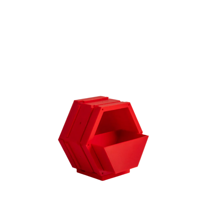 Modern hexagonal shelf, Modular storage unit, Geometric wall décor, Contemporary home organizer, Red and gray shelving, Creative bookshelf design, Stylish home storage solution, Unique hexagon display, Decorative storage cubes, Minimalist furniture ideas, Customizable shelving system, Trendy home decor accessories, Space-saving shelf design, Modern interior design furniture, Eye-catching geometric shelves, Storage 